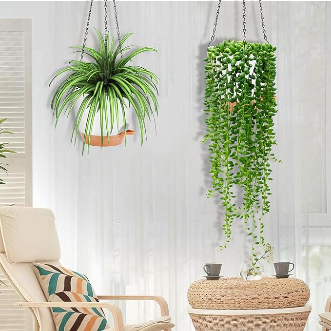 GARDIFE hanging planter, 8 inch hanging planters for indoor. outdoor plants , Self watering plant pot, 2 Pack Large self watering hanging planter (8-White, 8 inch) GARDIFE