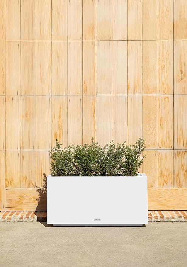Veradek Block Series Long Box Planter - Large Rectangular Planter for Indoor or Outdoor Patio/Porch | Durable All-Weather Use with Drainage Holes | Modern Décor for Tall Plants, Flowers or Shrubs VeradekOutdoor