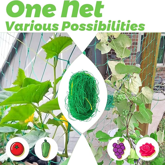 6.5x10FT Plant Trellis Netting,Garden Climbing Grow Net Heavy Duty Polyester Square Mesh Nets for Vining Plant,Tomato,Cucumber,Grape,Fruits,Vegetable Paradistar