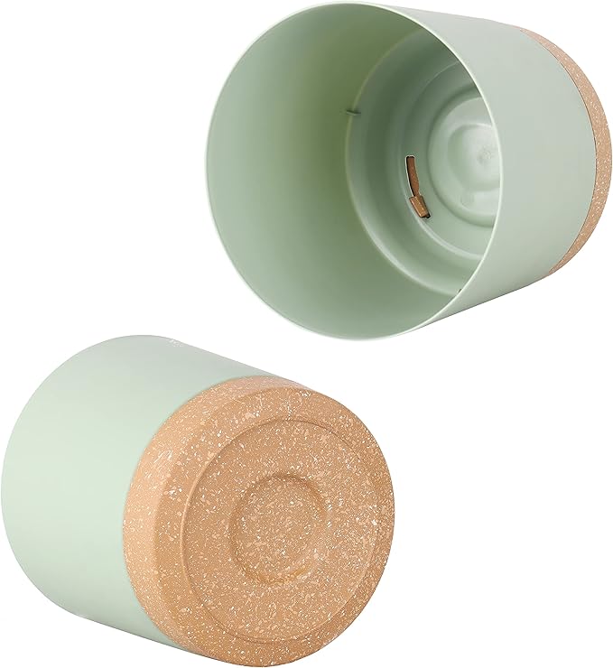 kubvici Indoor Plant Pots Set of 2 Planters 8 inch Plastic Planter with Hole & Saucer Modern Decorative for Outdoor Garden Home (Green, 8 inch) kubvici