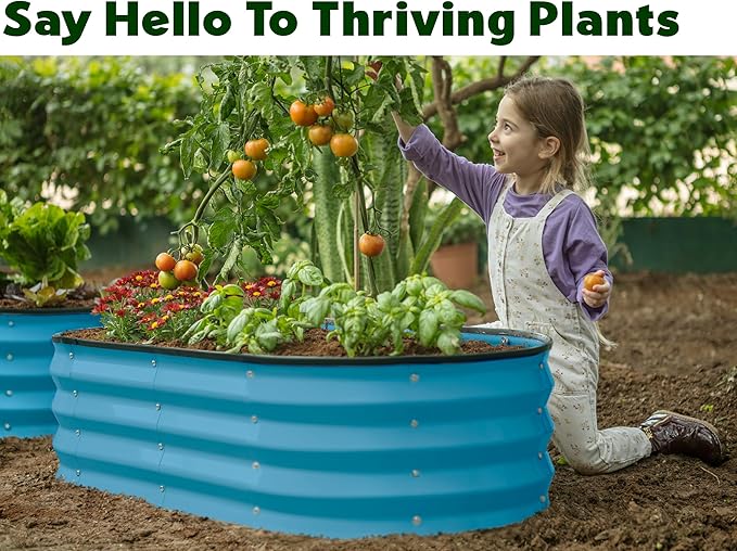 Plant & Plot Galvanized Raised Garden Beds Outdoor // 4×2×1 ft (2-Pack) Planter Raised Beds for Gardening, Vegetables, Flowers (Teal) // Large Metal Garden Box PlantPlot