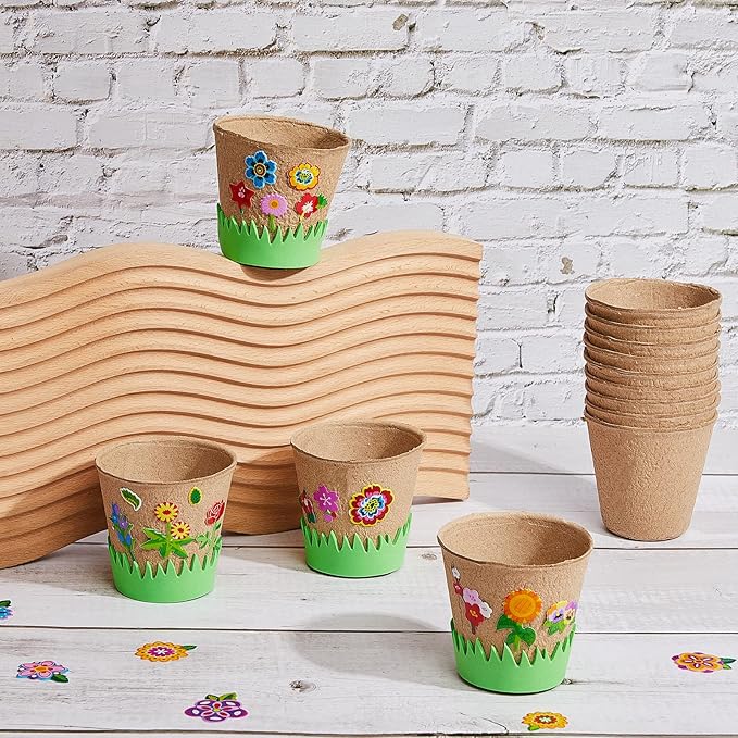 Jecery 30 Sets Garden Paper Craft Kit DIY Foam Flower Pots, Flower Planting and Growing Kit for Spring Summer Early Graduation DIY Crafts Jecery