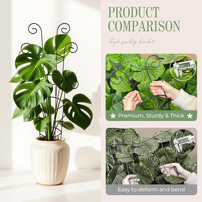 4 Pack 30 Inch Tall Metal Plant Trellis for Climbing Plants Indoor - Rustproof Garden Trellis for Potted Houseplants, Sturdy Support for Ivy, Pothos, Monstera, Hoya & Flower Vines Qiaokaiyan