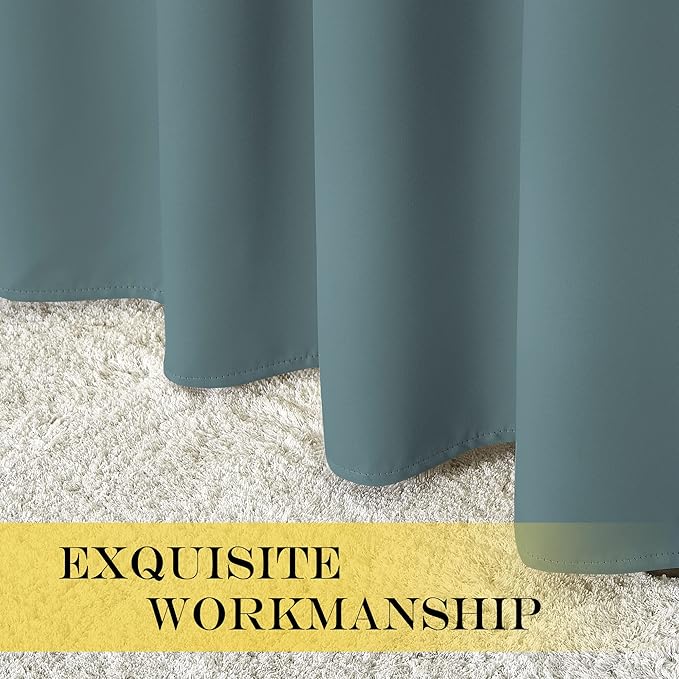 NICETOWN Blackout Sliding Glass Door Curtains, Room Darkening Thermal Insulated Curtains for Living Room Bedroom, Extra Wide Window Drapes, 1 Panel, W80 x L118, Greyish Blue NICETOWN