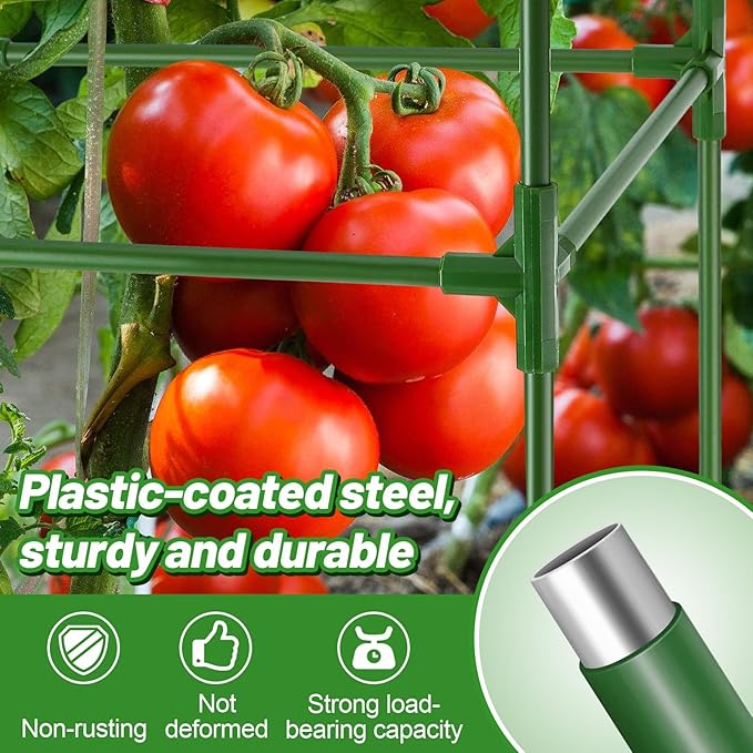 ANPHSIN 3 Sets Tomato Cages with 17 Gallon Grow Bags - 46'' Heavy-Duty Plant Support Trellis Tomato Planter Pots Kit, Garden Vegetables Cucumber Flowers Vertical Climbing Plants Vines ANPHSIN