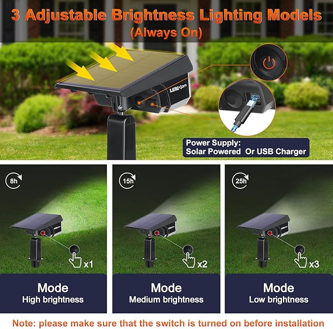 Solar Spot Lights, IP65 Waterproof 40 LEDs Landscape Spotlights,USB & Solar Powered Wall Lights Dark Sensing Auto On/Off,3 Modes Outdoor Solar Garden Lights for Yard Porch 2 Pack LEREKAM