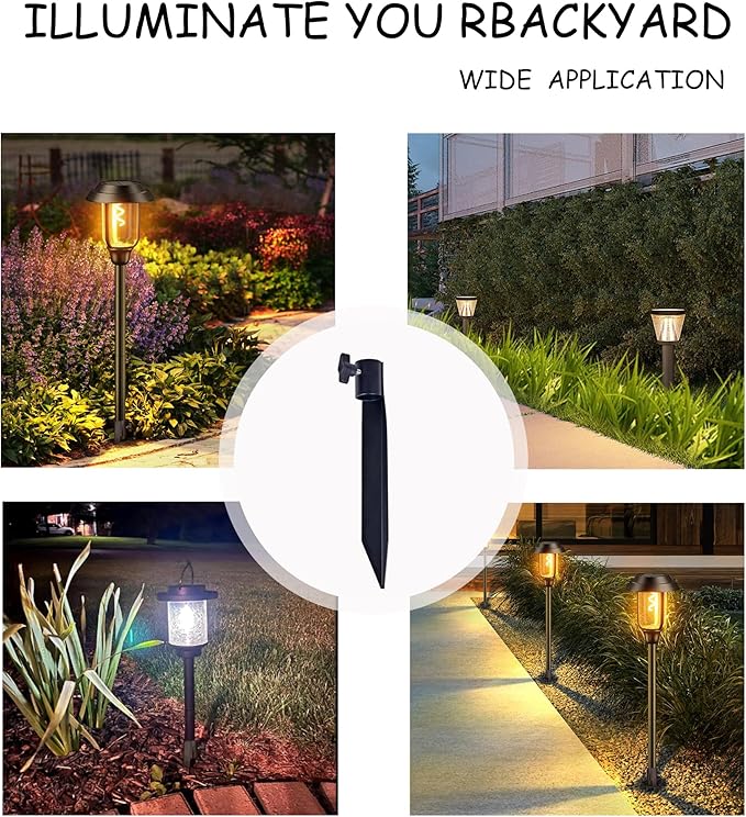 Outdoor Metal Stakes for Ground, Garden Stakes for Lights,Used for Replacement Metal Ground Spike in Live Flame Torches and Solar Lights-6.7 Inch (Black 12 Pack) Rootora