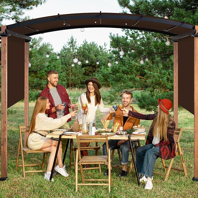 17x6.8 Ft Universal Pergola Replacement Canopy, Outdoor Canopy Shade Cover(Cover Only) (Coffee) TNGAN