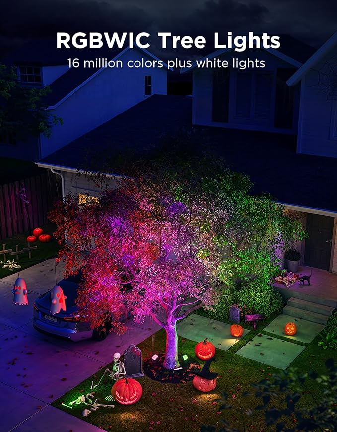 Govee Outdoor Tree Lights 3-Pack, RGBWIC LED Landscape Lighting, Outdoor Lights for Yard Garden Patio, 66 Scene Modes for Holiday Party and Event, App Control, Google Assistant, Matter Govee