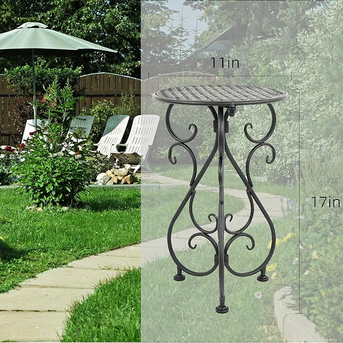 Metal Plant Stands 2 Pack, Heavy Duty Plant Pedestal 17" Tall, Single Flower Pot Holder for Indoor, Outdoor, Patio, Porch, Garden, Balcony, Black BuyNow