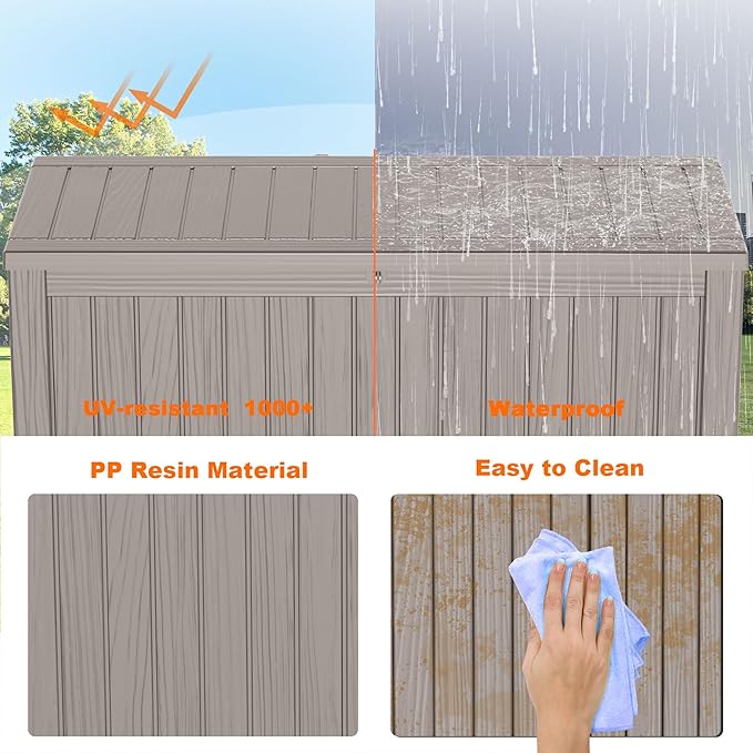180 Gallon Resin Deck Box, Lockable Patio Outdoor Storage Box for Furniture, Garden Tools and Tools Storage, Waterproof Outside Storage Boxes - Grey OutdoorLivingPerfected