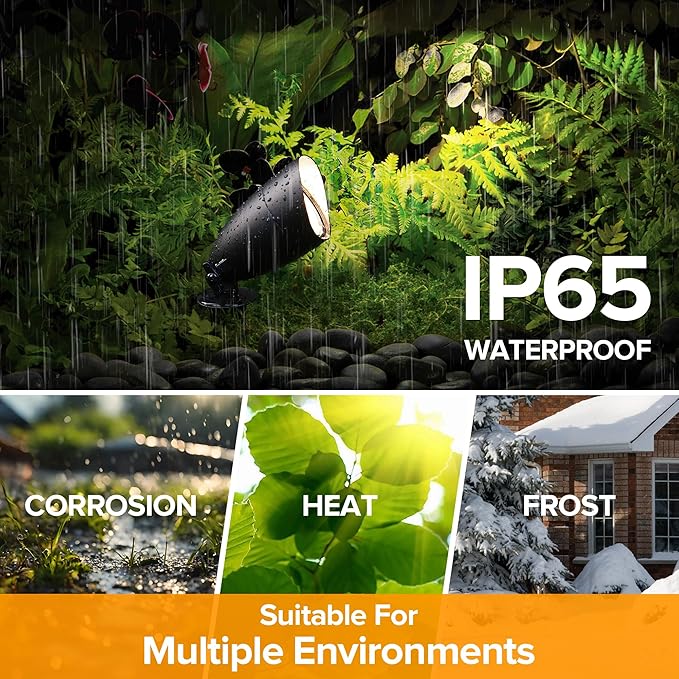 LUTEC 12V Low Voltage Landscape Lighting, Die-cast Aluminum Spot Lights with Connectors, IP65 Waterproof Outdoor Landscape Spotlights, 5W 550LM Warm White 3000K for Tree Garden Yard Pathway, 1 Pack LUTEC