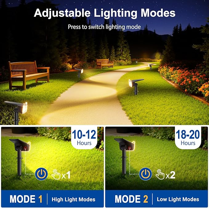 LETMY Solar Spot Lights Outdoor Waterproof with Bigger LED, 6 Pack 135°Adjustable Solar Lights Outdoor, 2-in-1 Wall Lights & 2 Modes Landscape Spotlights for Tree Yard Pathway Garden Decor(Warm White) Letmy