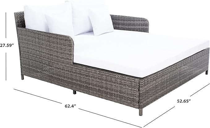 Safavieh Outdoor Collection Cadeo Grey Brown/White Cushion Daybed PAT7500C SAFAVIEH