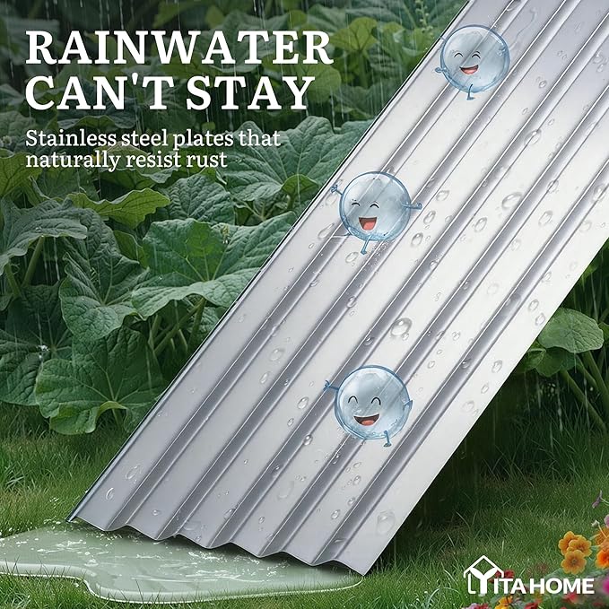 YITAHOME 6x3x3ft Large Raised Garden Bed Kit, Galvanized Metal Planter Box with Gloves, Support Rod, Outdoor Above Ground Planters for Plants Vegetables Flowers, Silver YITAHOME