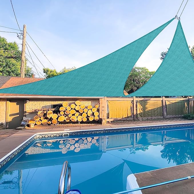 E&K Sunrise 6' x 6' x 6' Sun Shade Sail Triangle Canopy Shade Cover UV Block for Patio Backyard Garden Outdoor (Turquoise) EKSUNRISEINC