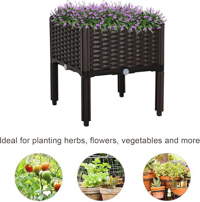 Outsunny 1 Piece Raised Garden Bed with Legs, Planter Box Raised Bed to Grow Flowers, Herbs & Vegetables, Brown Outsunny
