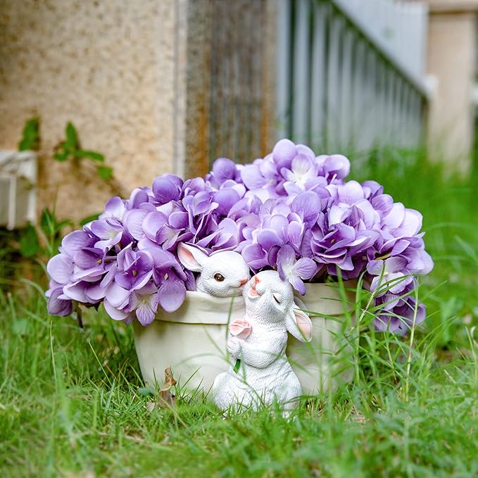 Rabbit Flower Pot Succulent Planter Garden Pots, Bunny Decorative Flower Pot,Animal Shaped Cartoon Planter Pots, Art Decorations for Mom Women （Flower with Drainage Hole） WONDHOME