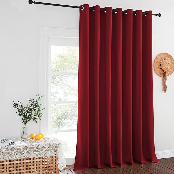 NICETOWN Burgundy Red Blackout Curtains for Bedroom/Living Room 132 Inch Length - Thermal Insulated Room Darkening Grommet Top Window Curtains (100 by 132 - Inch, 1 Panel) NICETOWN