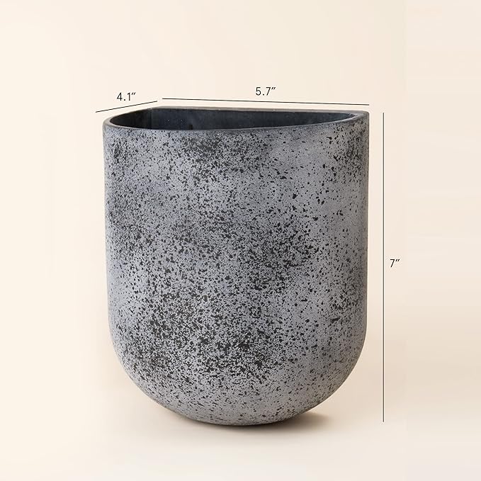 LA JOLIE MUSE Wall Hanging Planters for Indoor Plants，Hanging Flower Pots for Air Plants Succulent, Set of 2, 5.7L*4.1W*7H, Rock Gray LaJol%C3%ADeMuse