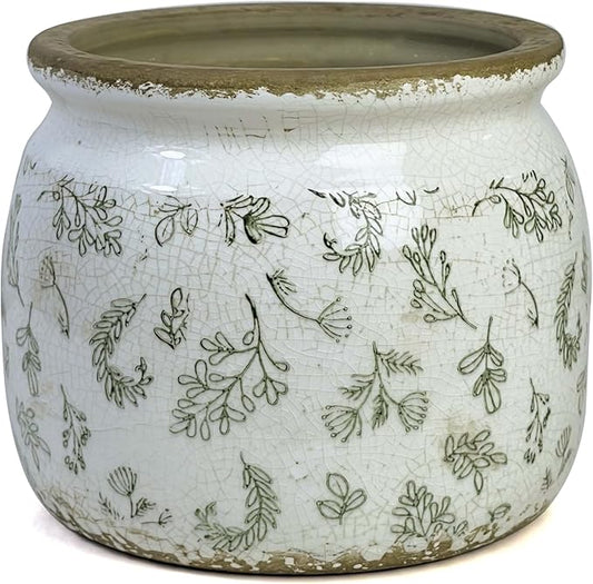 Vintage Ceramic Ice Crack Flower Pot with Drainage Holes, Country Rustic Planters for Indoor and Outdoor,Tuscan Decor,Home,Living Room, Garden Decor, Gardening Gift (Retro) Dosayes