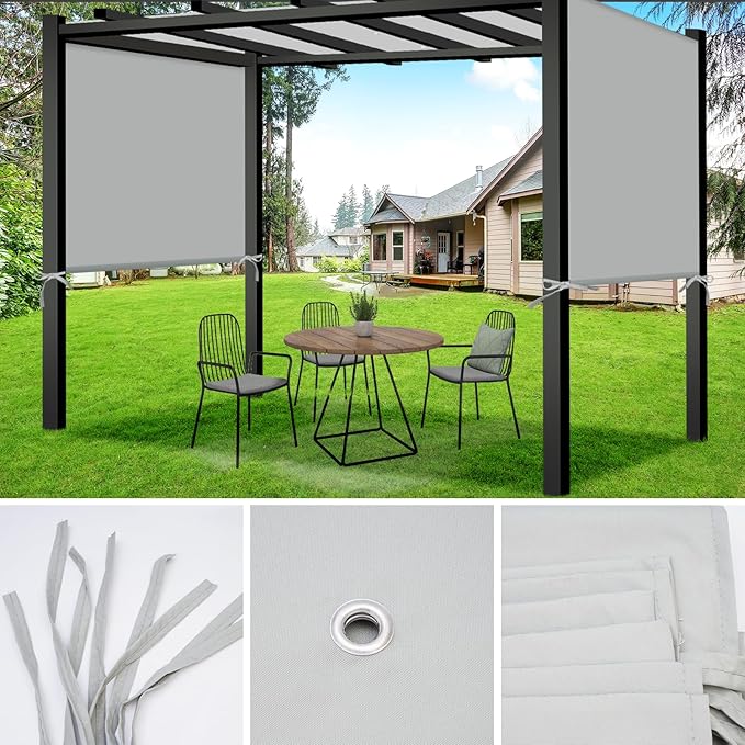 17x6.8 Ft Universal Pergola Replacement Canopy, Outdoor Canopy Shade Cover(Cover Only) (Gray) TNGAN
