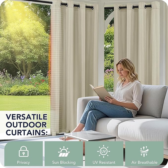 Gazebo Curtains Outdoor Waterproof 6 Panels - Windproof, Privacy, Weatherproof Outside Drapes for Patio Pergola Porch, Grommet Top and Tab Bottom Drape, 54x84 Inch, Taupe RichSets