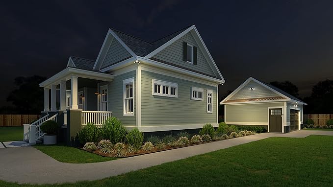 Lithonia Lighting HomeGuard 2-Light LED Outdoor Flood Lights, Motion Sensor Outdoor Lights with Dusk to Dawn, Adjustable Lumens and Color, Round Heads, Dark Bronze (HGX LED 2RH ALO SWW2 120 PIR DDB) AcuityBrands
