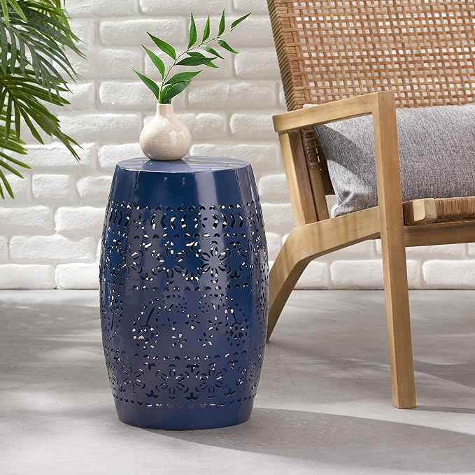 Christopher Knight Home Ruby Outdoor 12" Iron Side Table, Dark Blue ChristopherKnightHome