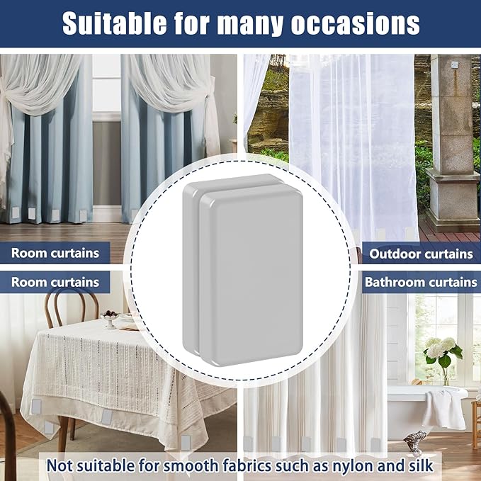 18pcs Outdoor Curtain Weights, Plastic Wrapped Magnetic Drapery Weights, Waterproof Heavy Duty Curtain Magnets for Heavy Wind, Outside Curtain, Shower Curtain, Tablecloth, Flag (Grey) Phoncoo