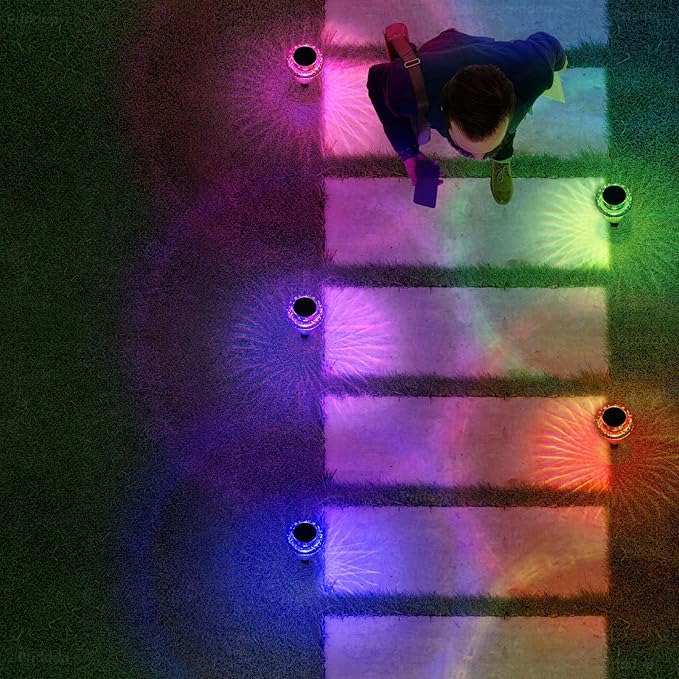 Solar Lights Outdoor Pathway Waterproof 8 Pack Color Changing LED Acrylic Mushroom Decorative Garden Lights for Yard Landscape Patio Outside Decorations Priddop