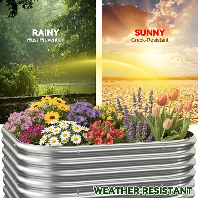 4 Pcak 2x2FT Raised Beds for Gardening, Corrugated Galvanized Steel Raised Garden Bed, Outdoor Metal Above Ground Garden Bed for Vegetables and Flowers-2x2FTx10Inch OZMSHF