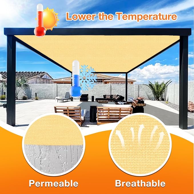 Artpuch Outdoor Pergola Shade Cover 6x11 FT Sun Shade Cloth with Grommets Sand 90% UV Protection Canopy Patio Privacy Screen (Customized Available) Artpuch
