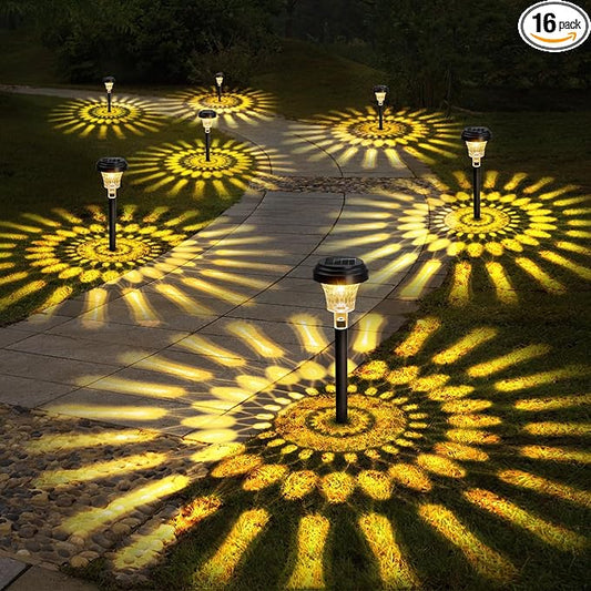 ROOR Ultra Bright Solar Pathway Lights 16 Pack, Outdoor Solar Yard Lights, Warm White, IP67 Waterproof ROOR