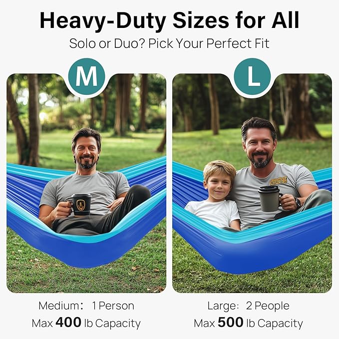 Kootek Camping Hammock, Portable Hammocks with Tree Straps & Attached Carry Bag, Camping Essentials Gear, Perfect for Outside Indoor Hiking Beach Backpack Travel Kootek