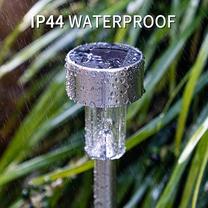 GIGALUMI Solar Pathway Lights, Stainless Steel IP44 Waterproof Auto On/Off Outdoor LED Solar Landscape Lights for Garden, Yard, Patio, Path and Walkway(12 Pack, Warm White) GIGALUMI