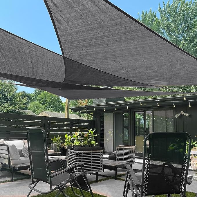LOVE STORY Custom Size 8'x12'x14.4' Dark Grey Sun Shade Sail Right Triangle Sunshade Fabric Awning Canopy for Patio Backyard Carport Pergola (Customized) LOVESTORY