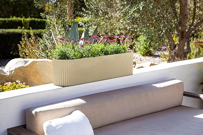 Veradek Demi Series Window Box Planter - Long Planter Box for Windowsill/Balcony | Durable Plastic-Stone Composite Material | Modern Décor for Flowers/Herbs VeradekOutdoor