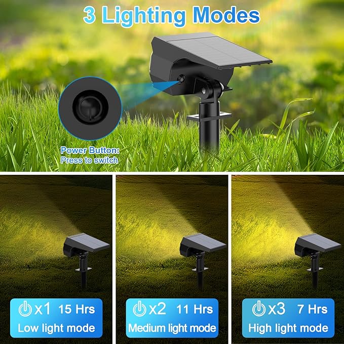 Solar Spot Lights Outdoor, [57 LED/10 Pack] Solar Lights Outdoor IP65 Waterproof, 3 Modes Solar Powered Landscape Spotlights for Garden Yard Outside Patio Pathway Pool(Warm White) MinPea