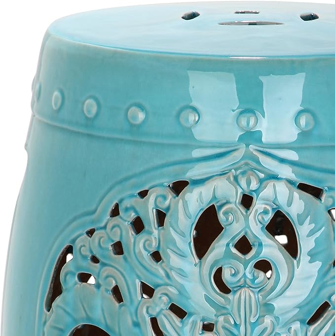 Safavieh Flora Glazed Ceramic Decorative Garden Stool, Blue SAFAVIEH