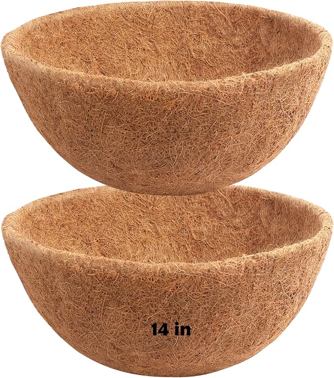 Y&M 2PCS 14" Round Coconut Fiber Liner Pre-Formed Replacement for 14'' Hanging Basket YM