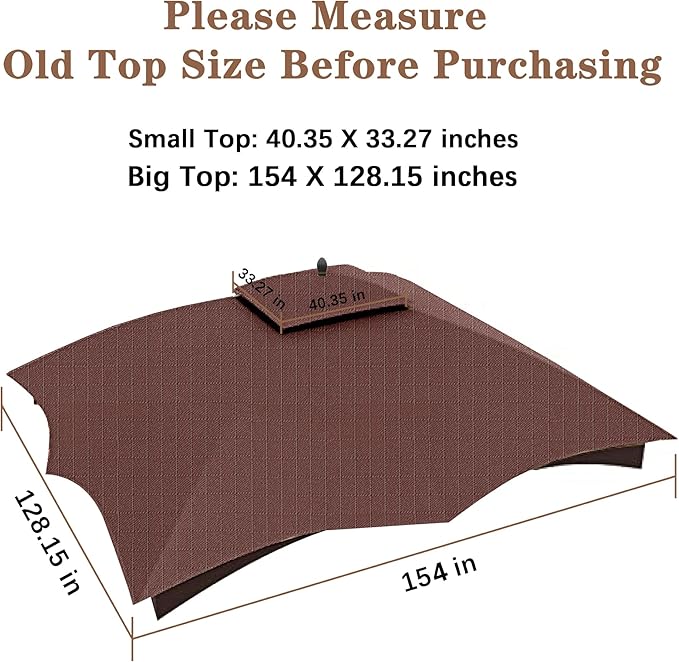 SCOCANOPY Brown Ripstop Replacement Top for Lowe's Allen Roth 10X12 Gazebo Model #GF-12S004B-1/ GF-12S004BTO SCOCANOPY