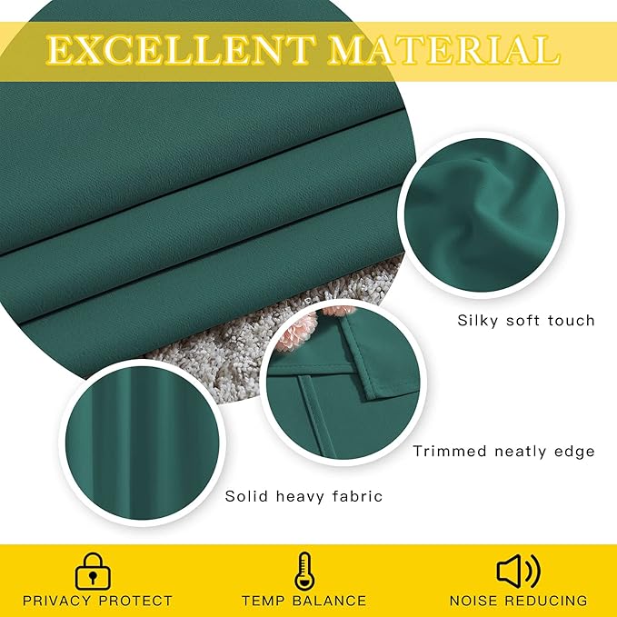 NICETOWN Bedroom Window Blackout Curtain Panel - Home Decoration Thermal Insulated Blackout Drape/Drapery for Loft, Guestroom (Hunter Green, 1 Panel, 80 x 84 inch) NICETOWN