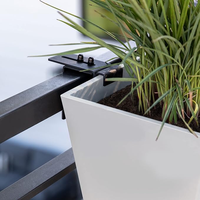 Veradek Pure Series Railing Planter - Plastic Hanging Planter for Outdoor Balcony/Fence | Durable All-Weather Use with Adjustable Brackets | Modern Décor for Flowers, Succulents, Hanging Plants VeradekOutdoor