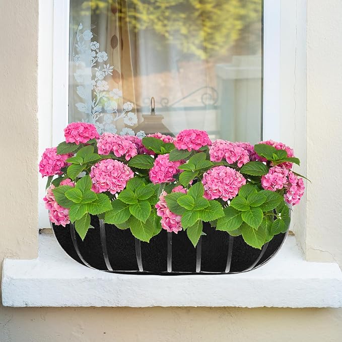 2PCS 30Inch Upgraded Planter Basket Liners Fabric Window Box Liners Felt Trough Planter Black Flower Basket Liner Non-Woven Hanging Plant Liner for Planters Garden Fence - Avoid Bird Nesting Emsiok