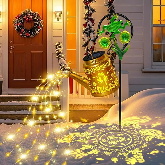 Solar Lanterns Outdoor Garden Decor, Mothers Day Gifts for Women Mom Grandma Birthday, Large Frog Hanging Watering Can with Shepherd Hook, Waterproof Garden Lights for Outdoor Yard Christma Gifts OSTRITEC