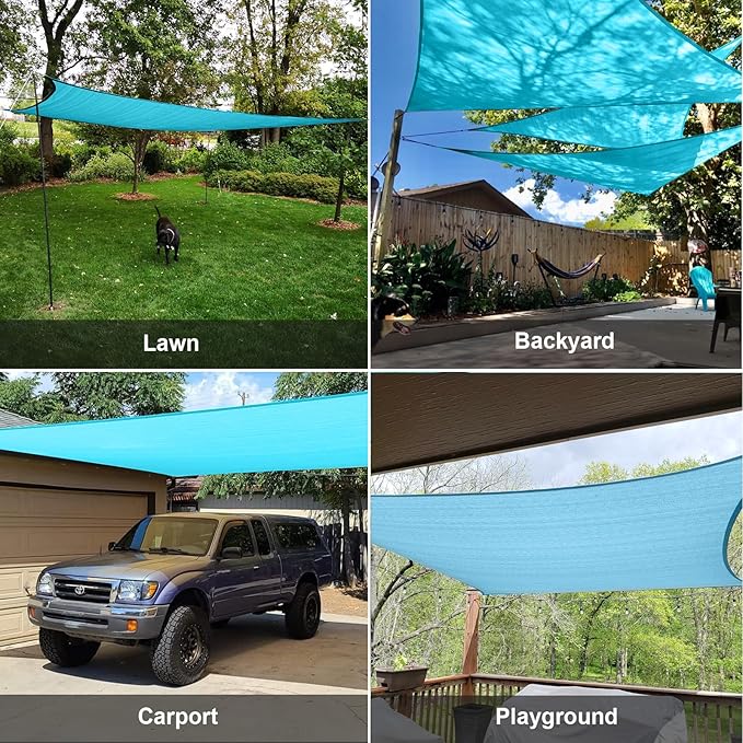 SUNLAX Sun Shade Sail 8' x 16' Turquoise Blue Rectangle Canopy Sail Shade Cover UV Block Permeable Sunshade Outdoor for Patio Backyard (We Make Custom Size) SUNLAX