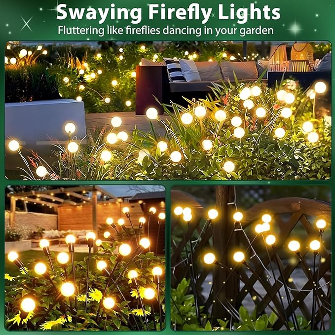 12-Pack Garden Solar Lights, 96 LED Solar Lights Outdoor for Garden Decor, Waterproof Firefly Light Outdoor (Sway by Wind), Swaying Light for Outside Yard Pathway Landscape Decorations (Warm White) Albelt