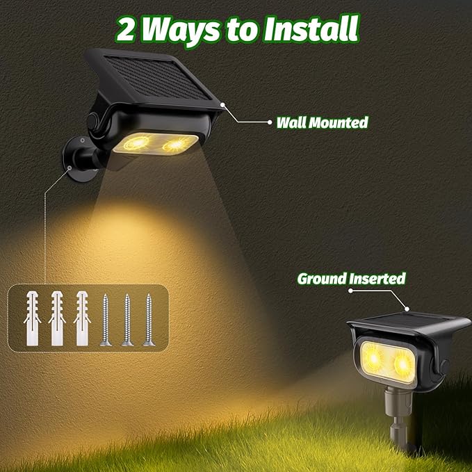 Nreonrick Solar Spot Lights 360° Adjustable Solar Lights Outdoor IP65 Waterproof with 2-in-1 Solar Powered Spotlights for Landscape Lighting for Garden, Yard, Pathway (Warm White, 4 Pack) Nreonrick