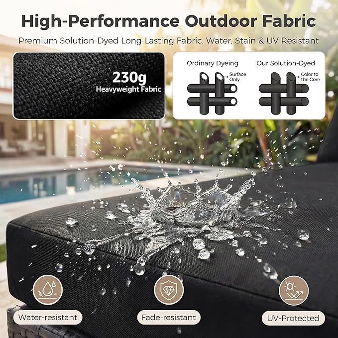 NICESOUL 7 Piece Modern Outdoor Patio Furniture Set, Extra Large Grey Wicker Patio Modular Conversations with Tables, All-Weather Deep Sofa Couches for Backyard Deck, 2 Color Cushion Black & Gray NICESOUL